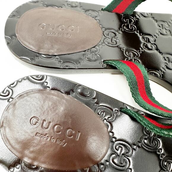 Gucci GG Thong Web Stripe Sandals Flip Flops - Picture 12 of 12